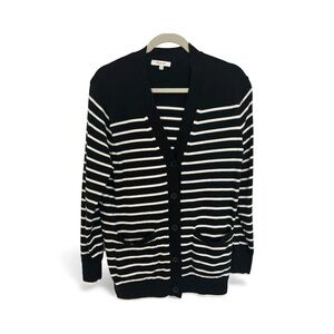 Madewell Merino Wool Boyfriend Cardigan with black and white stripes